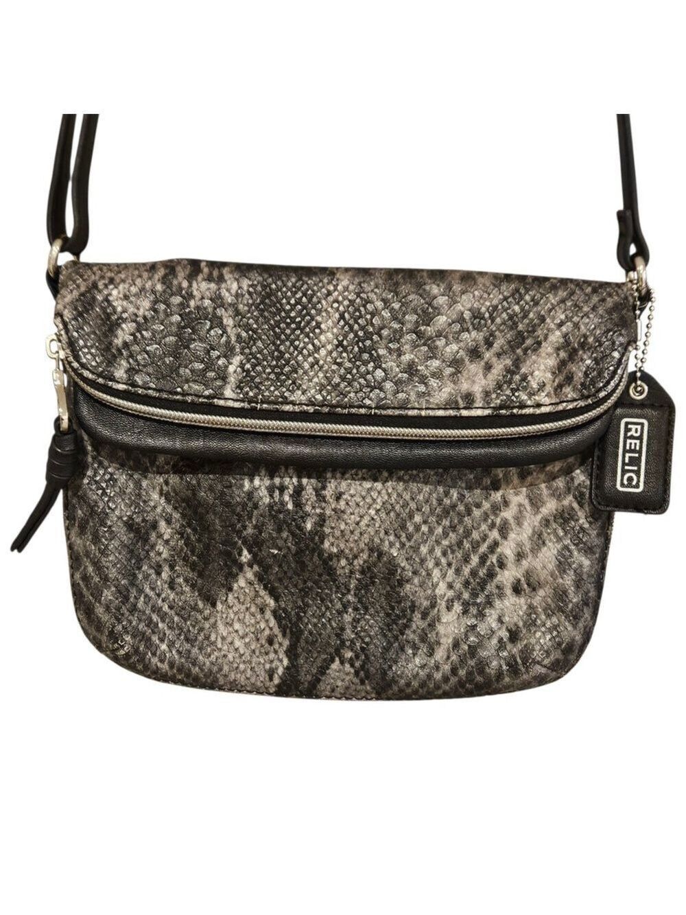 Relic by Fossil Crossbody Bag Snake Print Faux Leather Adjustable Strap Purse